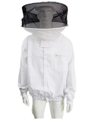 둥근 베일 양봉 보호의의 둥근 모자를 가진 백색 꿀벌 재킷